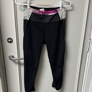 lululemon athletica Black Cropped Leggings with Artistic Waistband